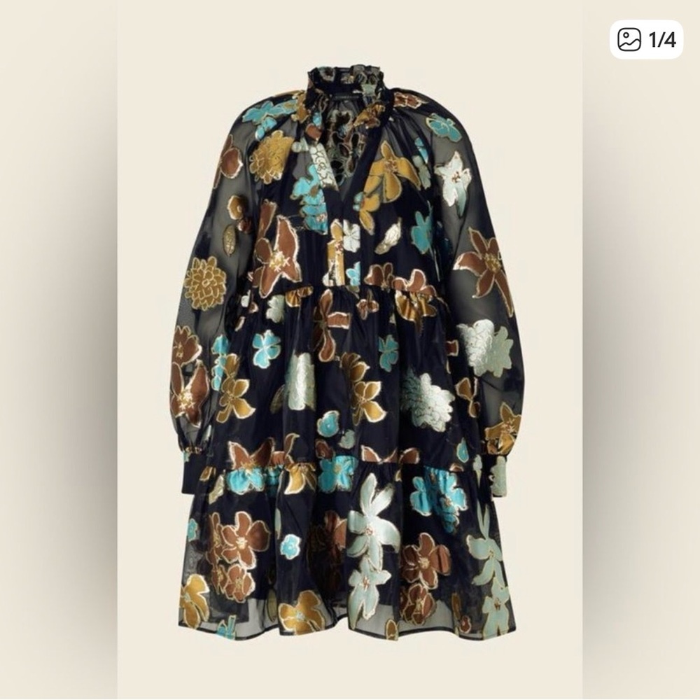 Floral Stine Goya with Ruffled Neckline